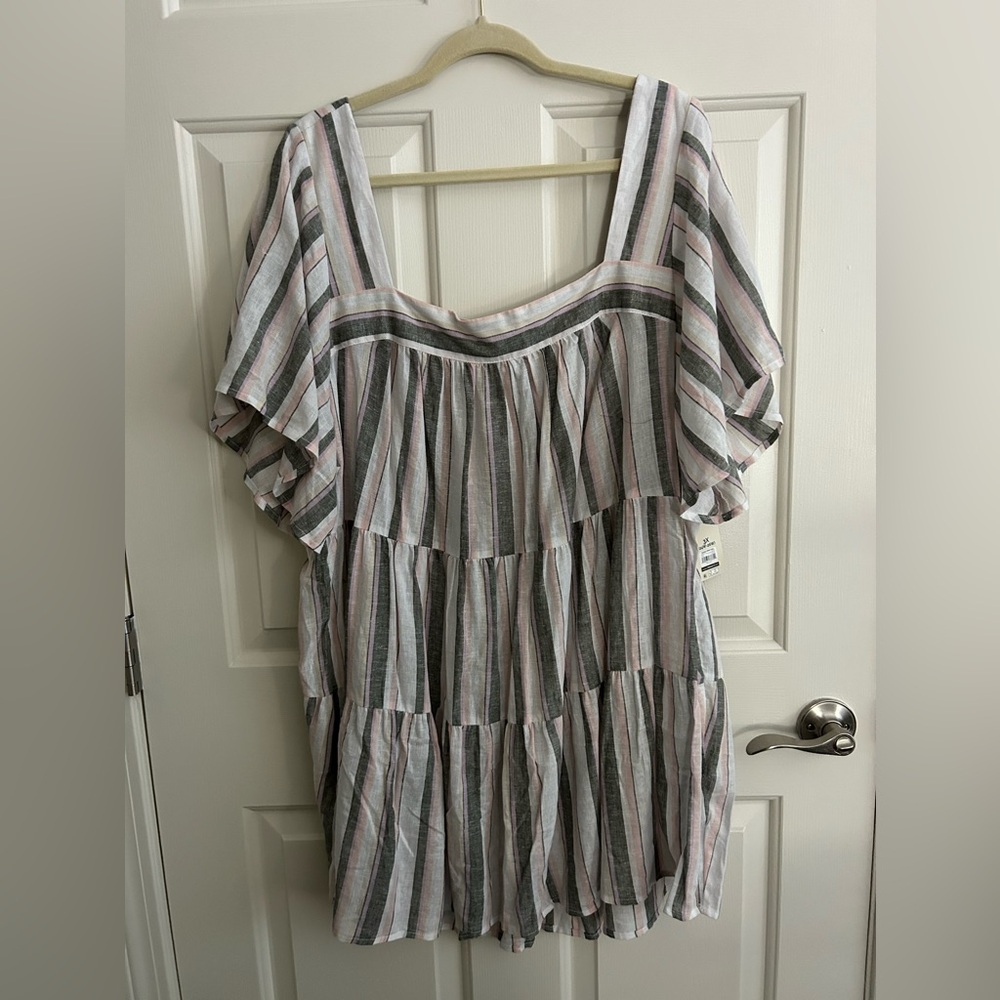 Square Neck Tiered Tunic Dress